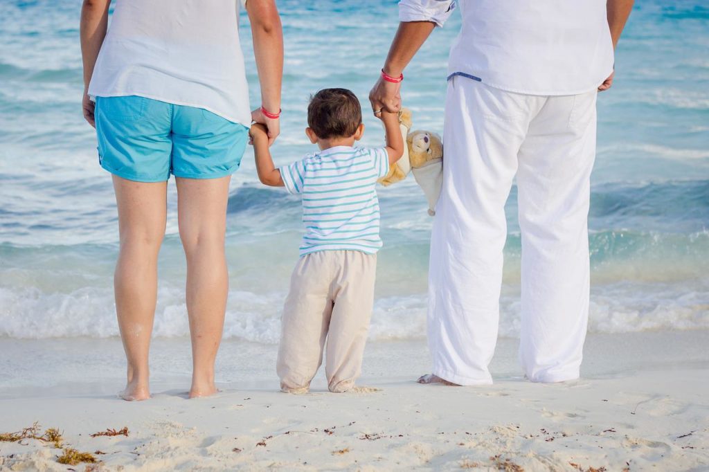 family, beach, child