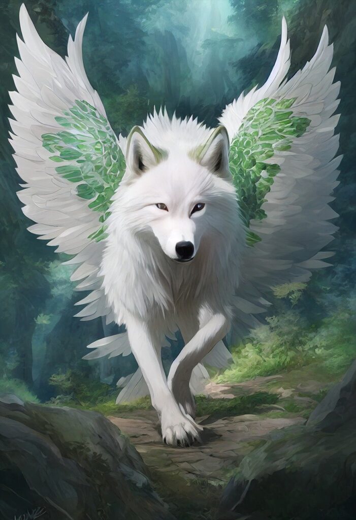 white wolf, winged wolf, entity