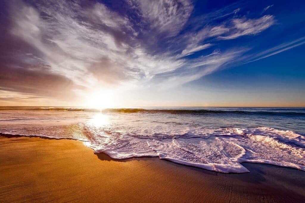 beach, sea, sunset